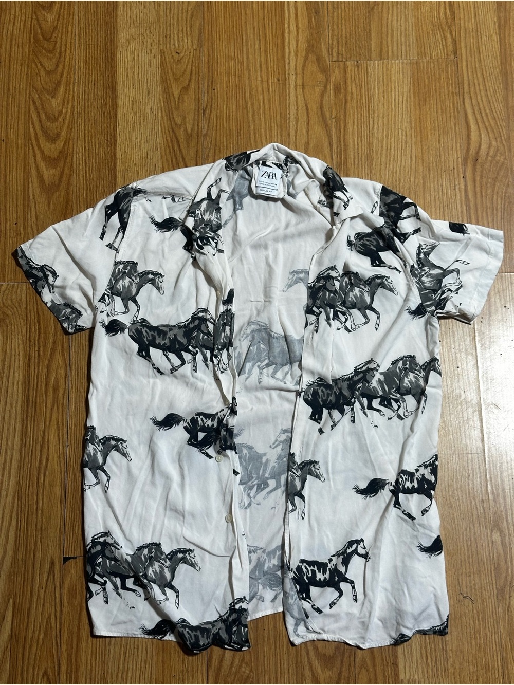 ZARA Horse Print Button-Up Shirt 🐎 Y2K Vintage Style Regular Fit